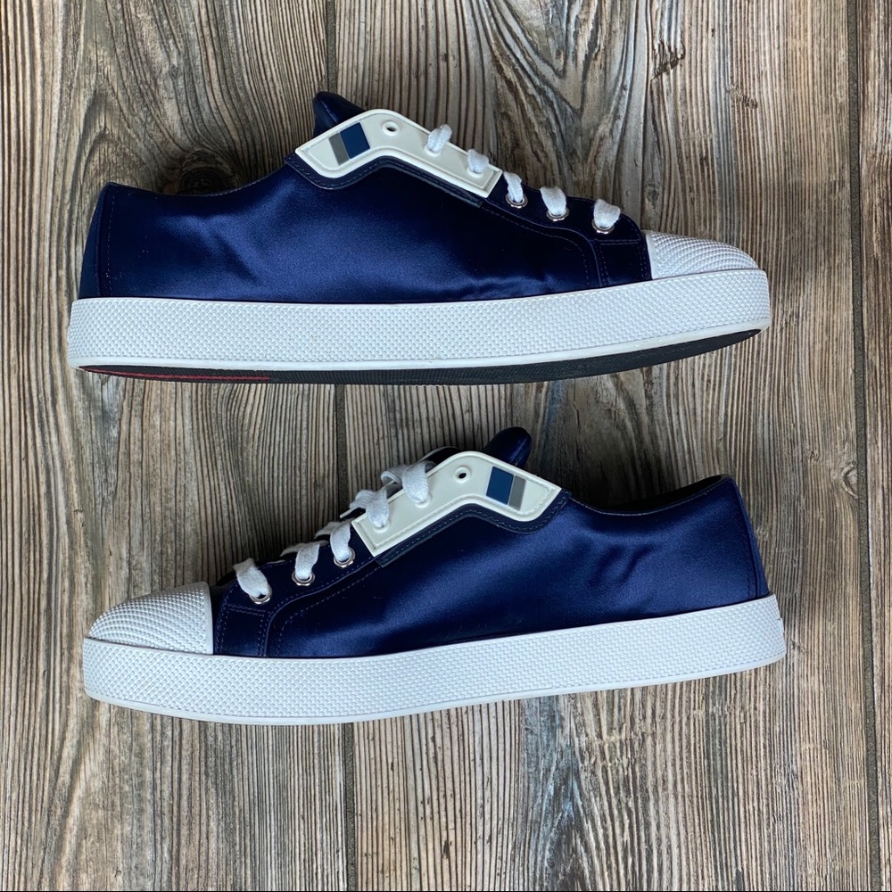 COPY - Prada Satin Low Top Textured Cap Platform Sneakers - Picture 13 of 14